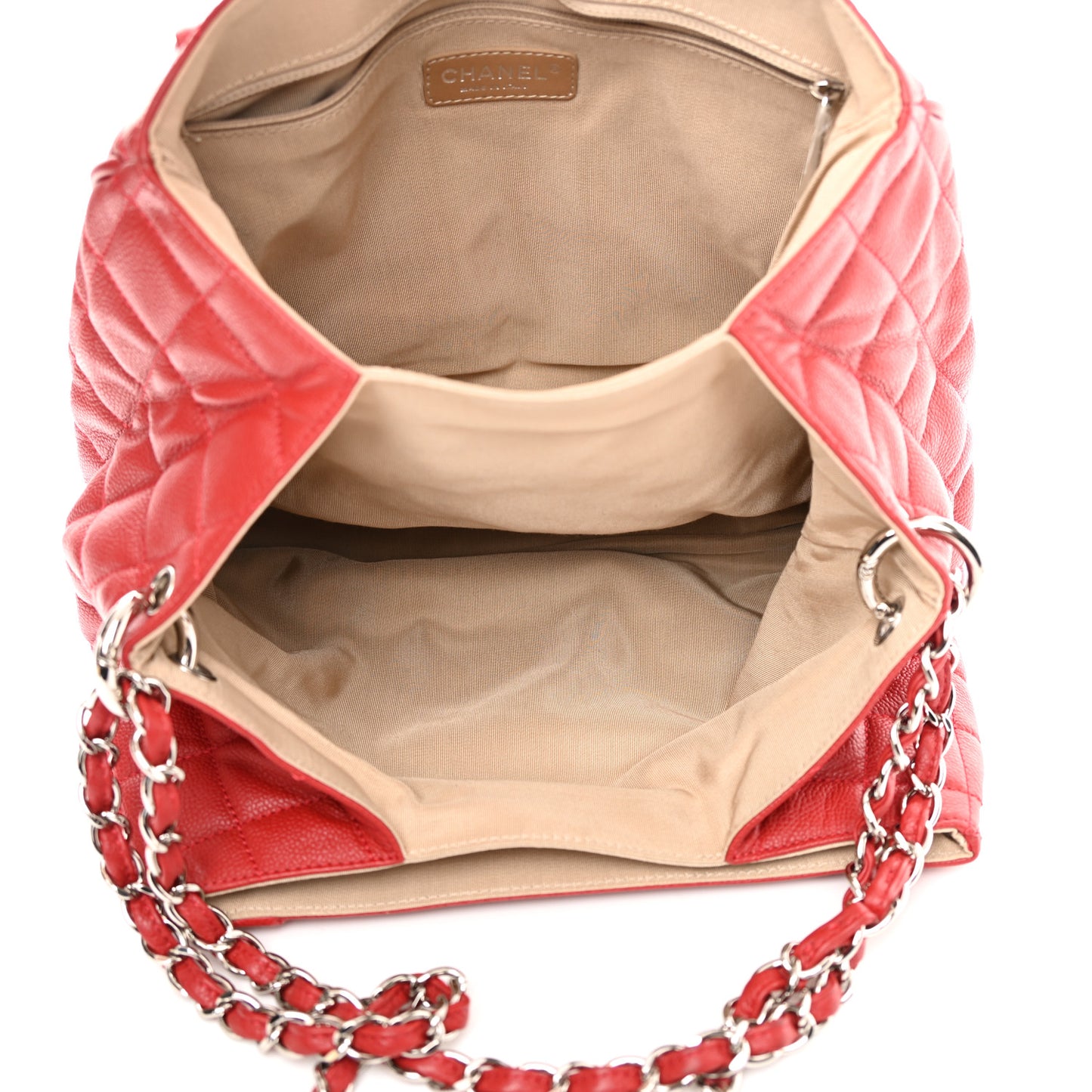 Caviar Quilted Timeless Accordion Flap Red