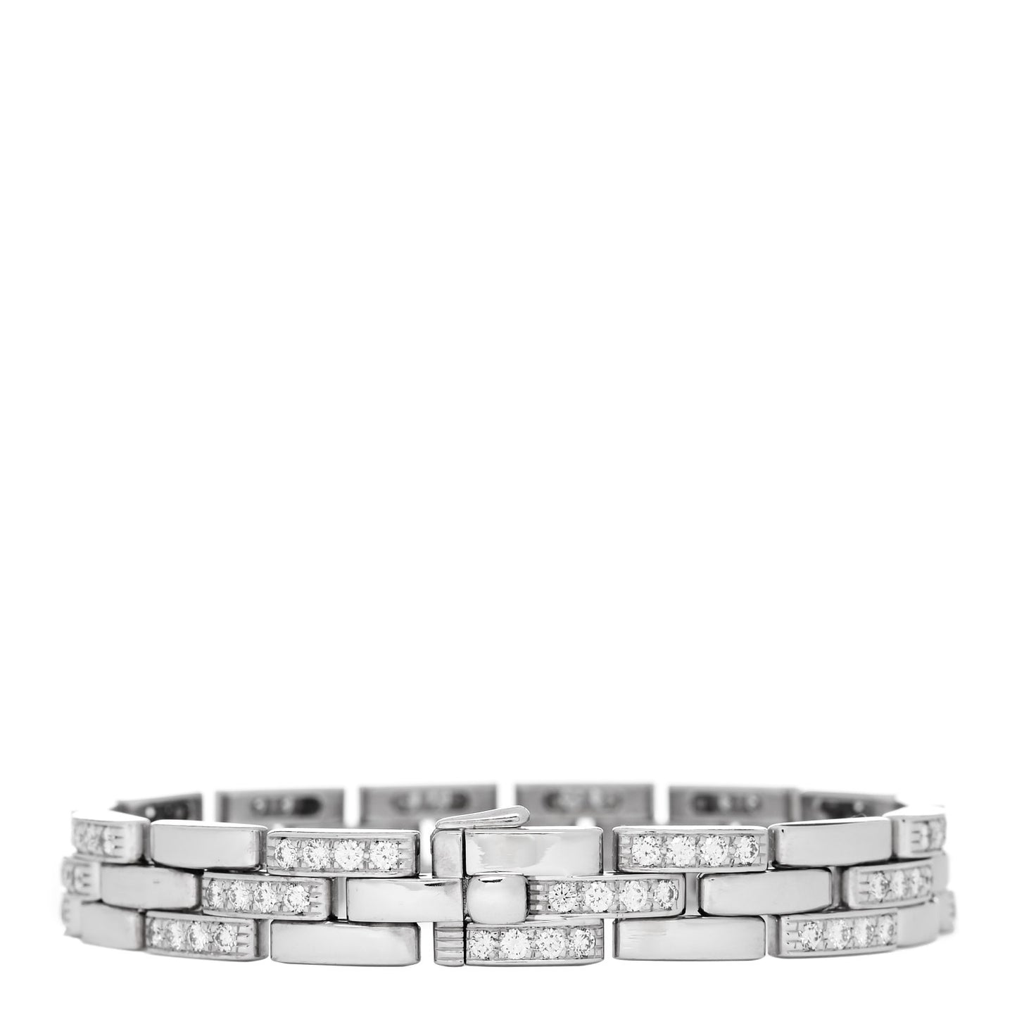 18K White Gold Diamond Maillon Panthere Pave Link Bracelet