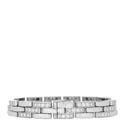 Cartier 18K White Gold Diamond Maillon Panthere Pave Link Bracelet 2 of 4