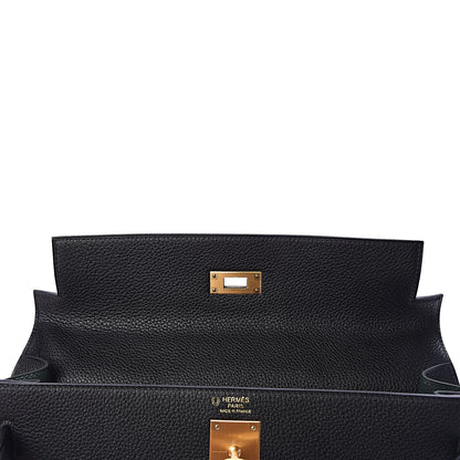 Hermes Togo Kelly Horseshoe Sellier 32 Black Vert Fonce 11 of 41