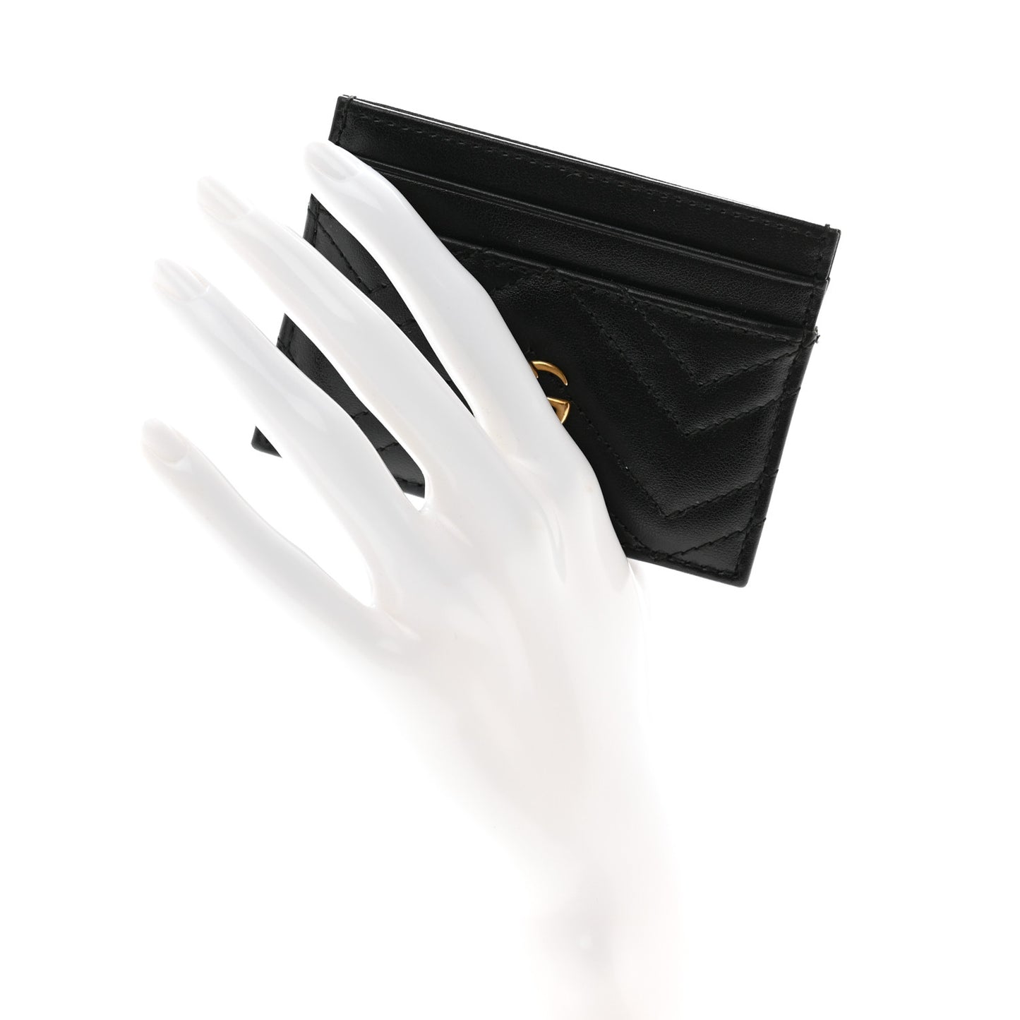 Calfskin Matelasse GG Marmont Card Holder Black