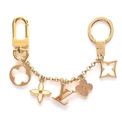 Louis Vuitton Brass Enamel Fleur De Monogram Bag Charm Chain Gold 1 of 2