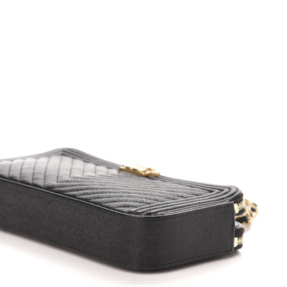 Chanel Caviar Chevron Small Boy Clutch With Chain Black 10 of 12