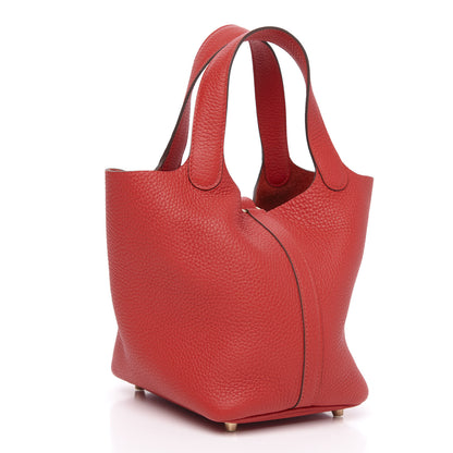 Hermes Taurillon Clemence Picotin Lock 18 PM Rouge Tomate 3 of 10