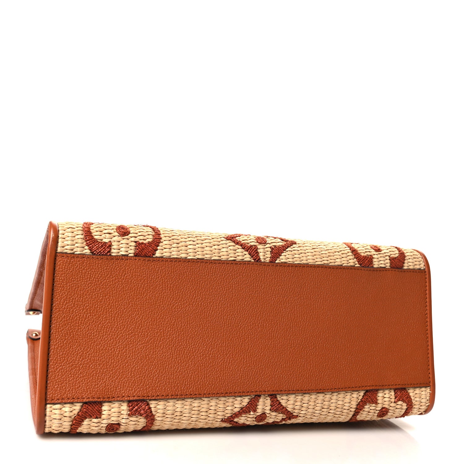 Louis Vuitton Raffia Calfskin Monogram Giant Onthego MM Tan 4 of 12