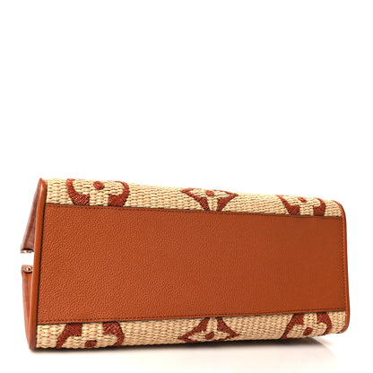 Louis Vuitton Raffia Calfskin Monogram Giant Onthego MM Tan 4 of 12