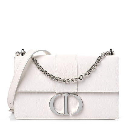 Christian Dior Grained Calfskin 30 Montaigne Chain Flap Bag White 1 of 6