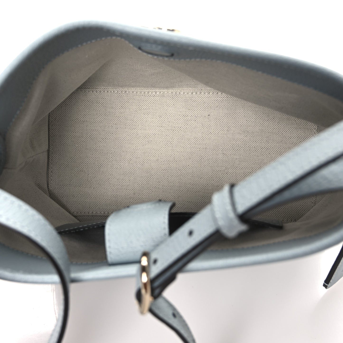 GG Supreme Monogram Textured Dollar Calfskin Web Small Ophidia Bucket Shoulder Bag Dusty Blue