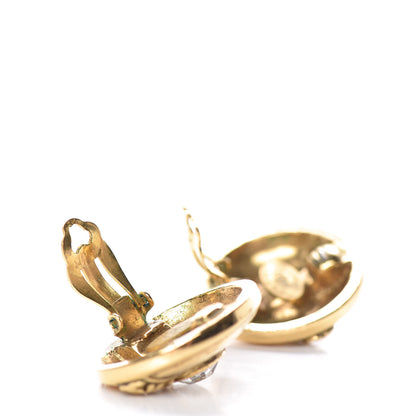 Chanel Crystal Clip On Earrings Gold 3 of 4