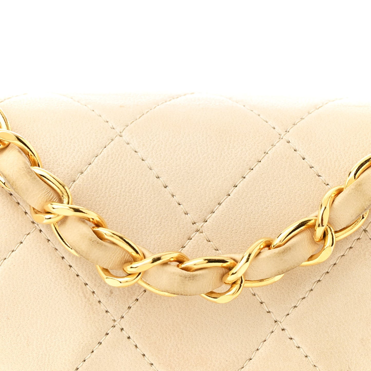 Lambskin Quilted Mini Square Flap Beige