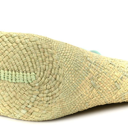 Loewe Calfskin Raffia Small Anagram Basket Tote Bag Natural Fresh Mint 10 of 10
