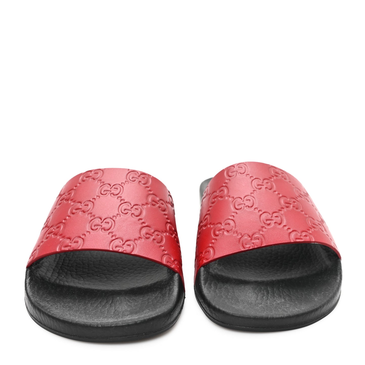 Guccissima Signature Womens Slide Sandals 38 Hibiscus Red