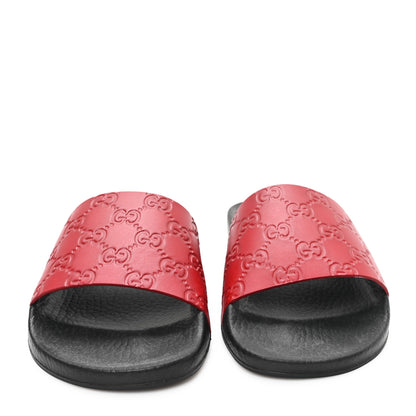 Gucci Guccissima Signature Womens Slide Sandals 38 Hibiscus Red 3 of 9