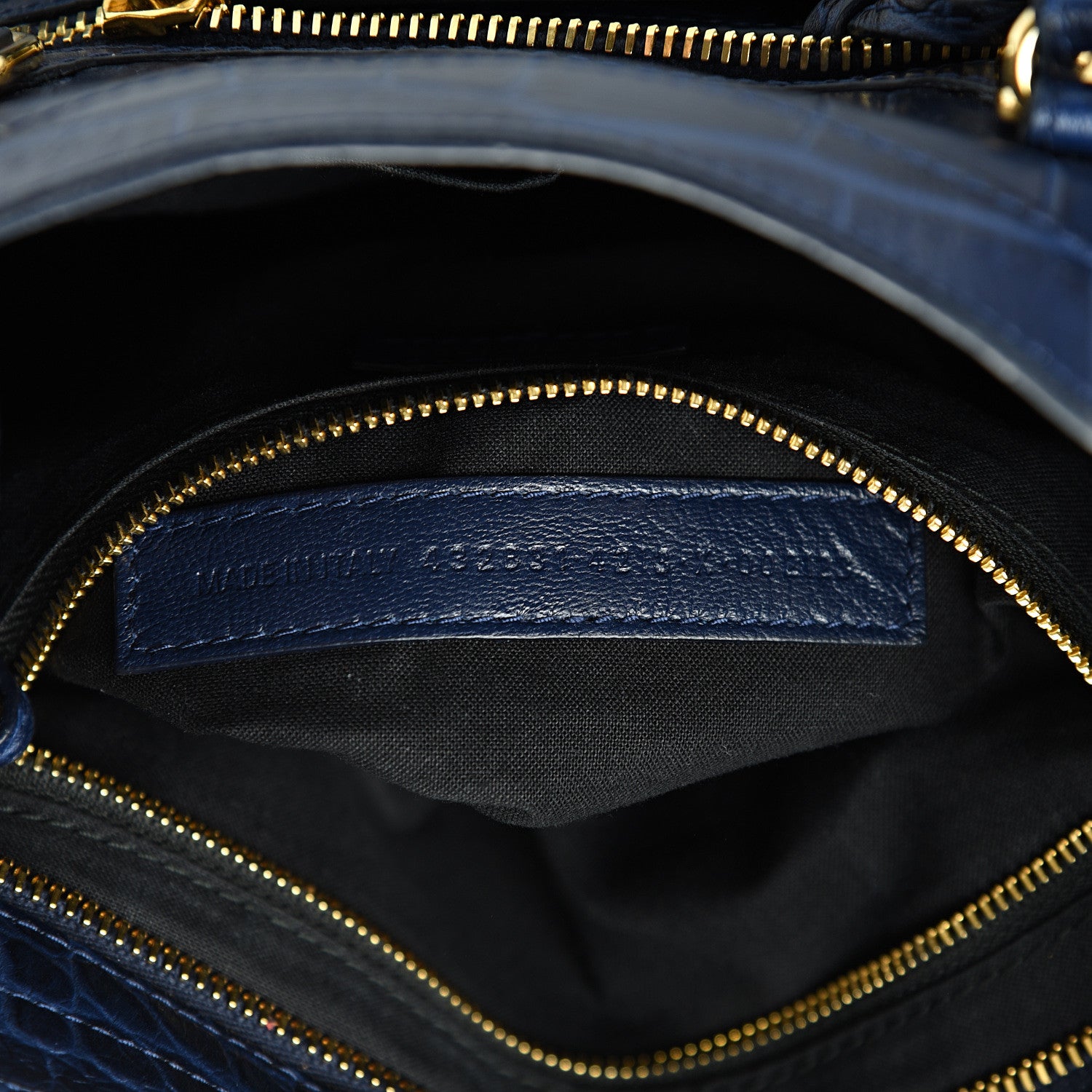 Balenciaga Calfskin Crocodile Embossed Gold Metallic Edge Hardware S City Bleu 6 of 14