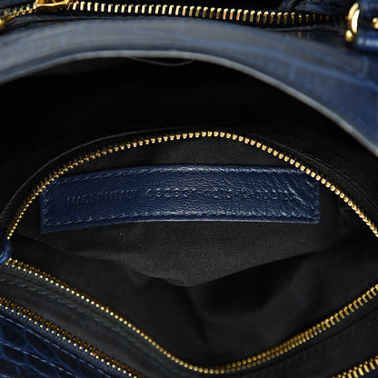 Balenciaga Calfskin Crocodile Embossed Gold Metallic Edge Hardware S City Bleu 6 of 14