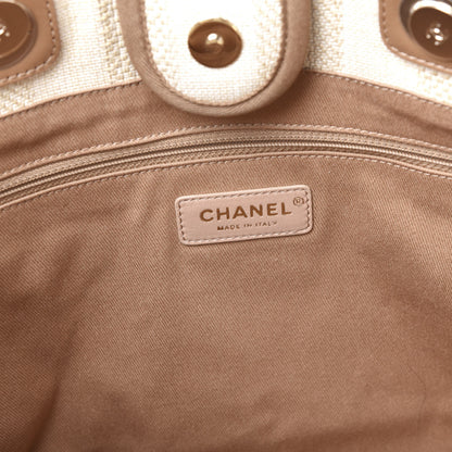 Chanel Mixed Fibers Calfskin Striped Small Deauville Tote Beige 9 of 11