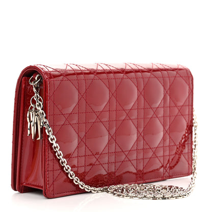 Christian Dior Patent Cannage Lady Dior Clutch Rouge Ceris 4 of 13