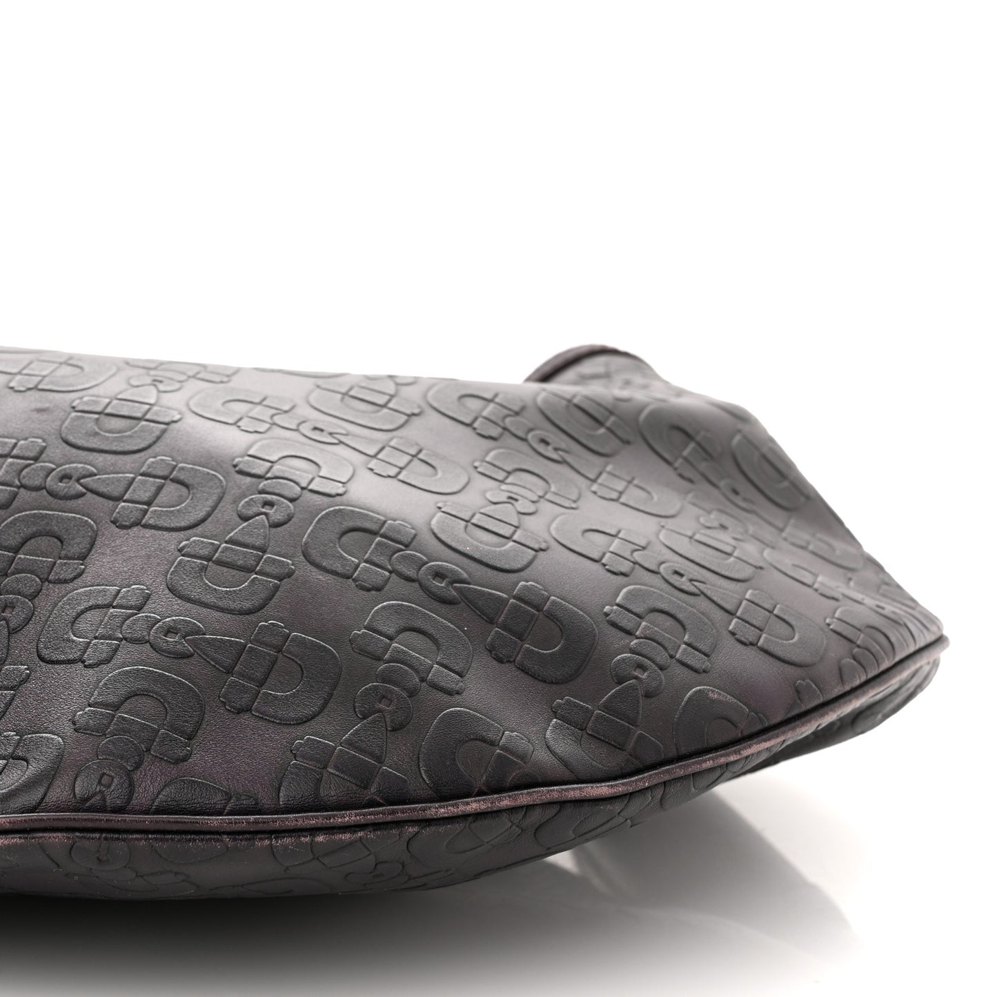 Calfskin Horsebit Embossed Glam Hobo Burgundy