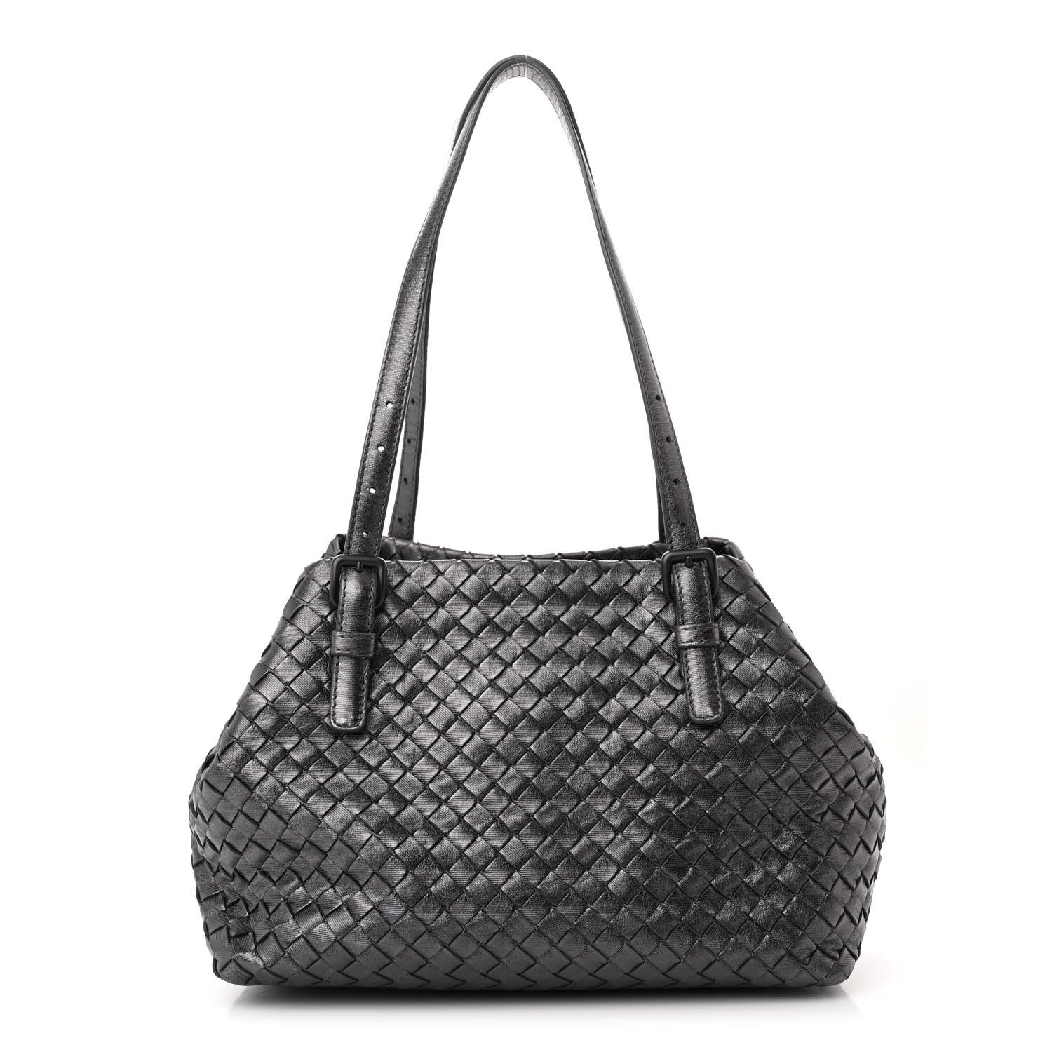 Bottega Veneta Metallic Nappa Intrecciato Small Cesta Tote Steel 1 of 12
