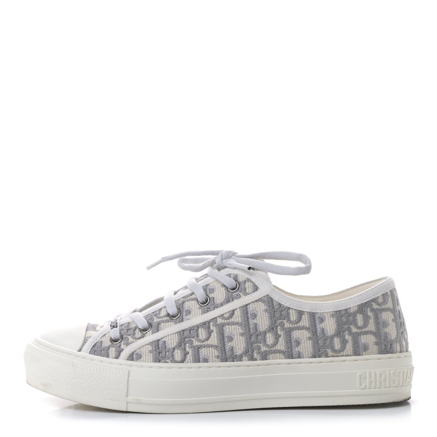 Canvas Oblique Walk'N'Dior Low Top Sneakers 40 Grey Stone