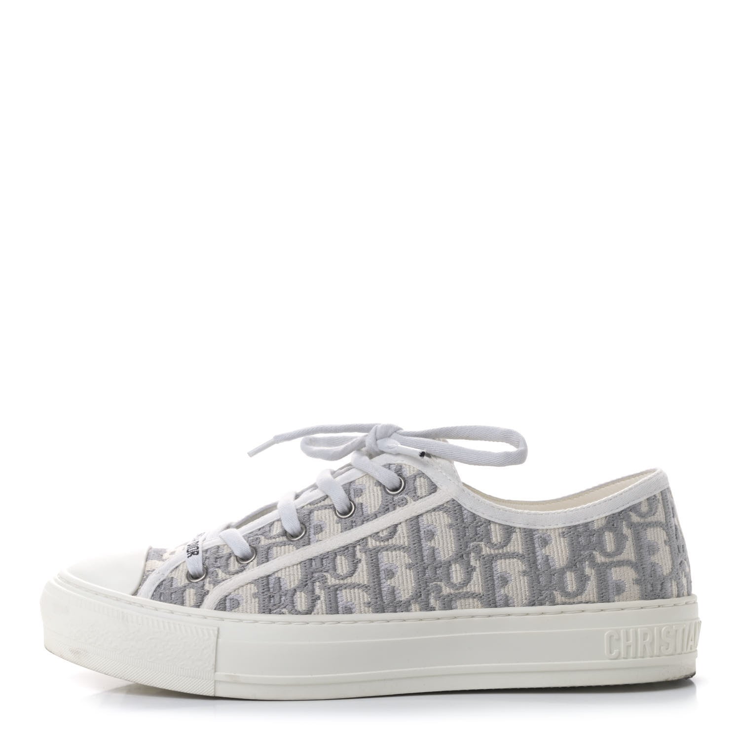 Christian Dior Canvas Oblique Walk'N'Dior Low Top Sneakers 40 Grey Stone 1 of 7