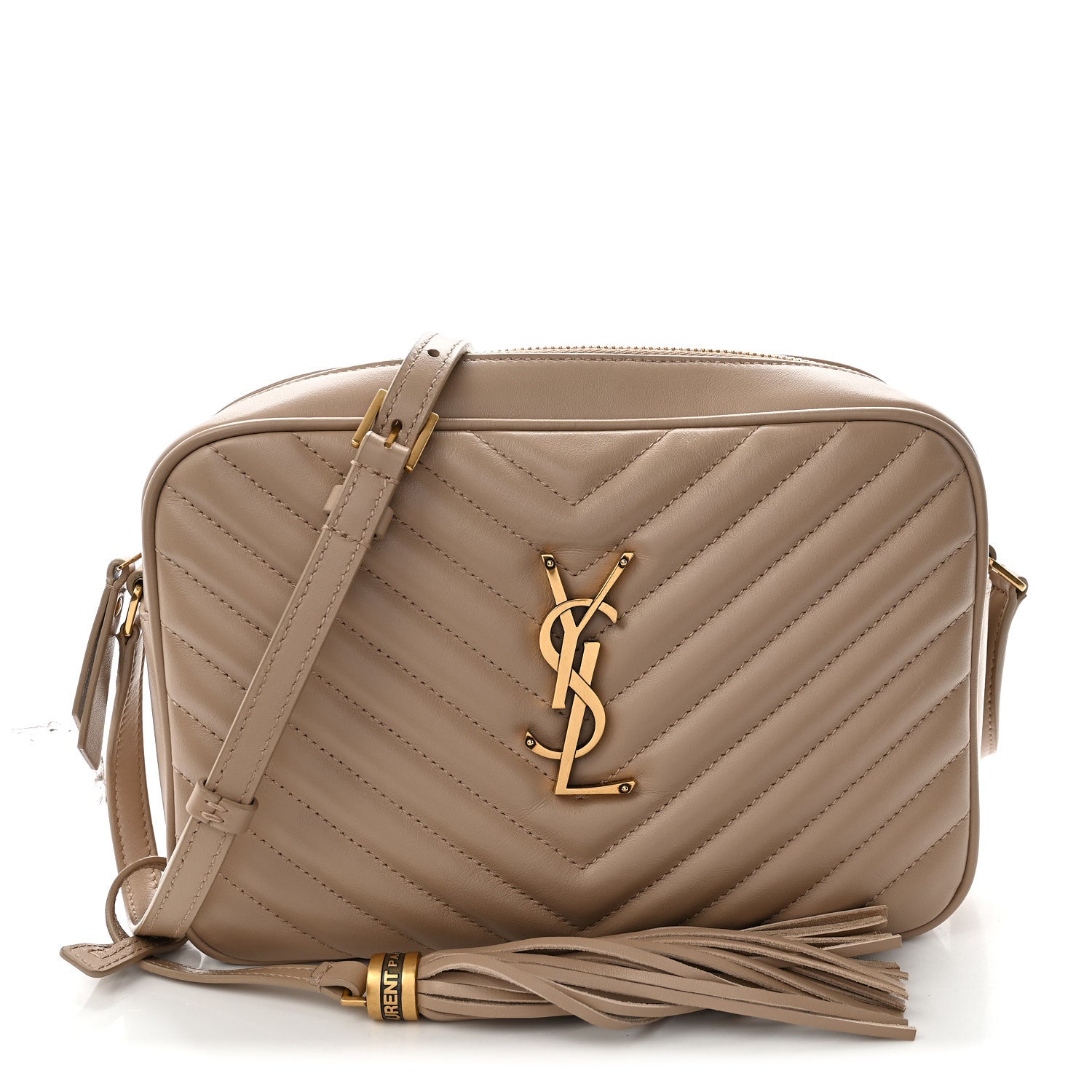 Saint Laurent Calfskin Matelasse Monogram Lou Camera Bag Dark Beige 1 of 10