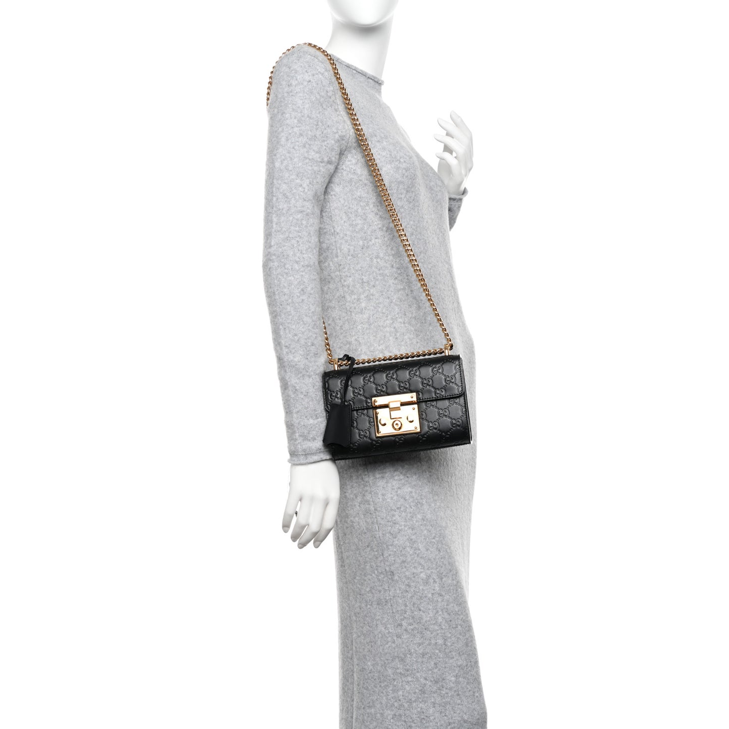 Guccissima Small Padlock Shoulder Bag Black