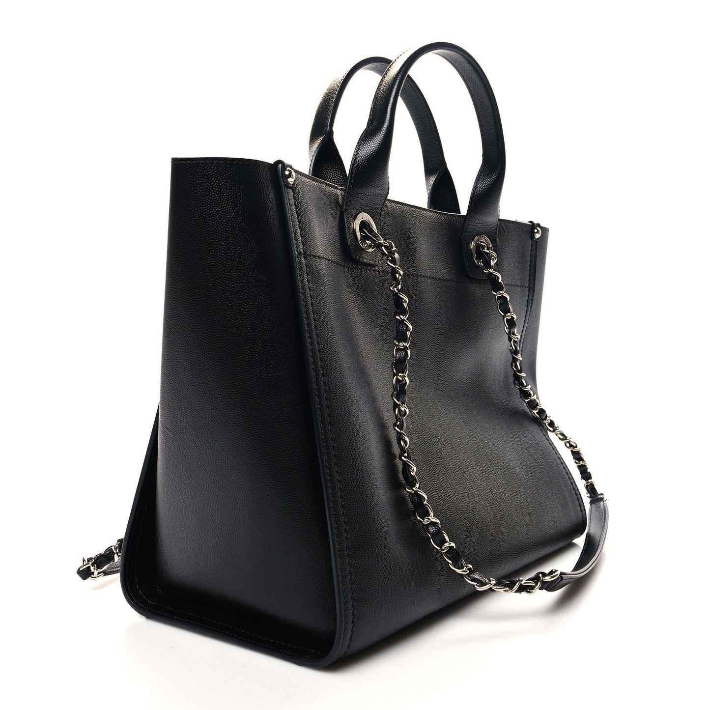 Caviar Small Studded Deauville Tote Black
