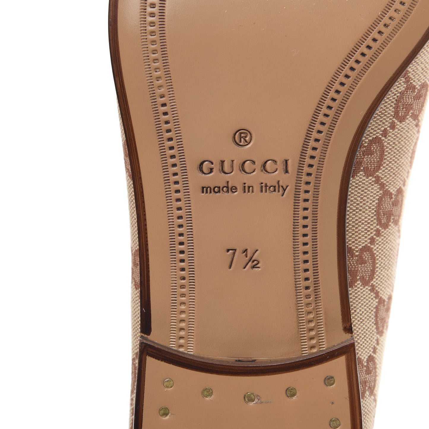 Canvas GG Monogram Horsebit Mens Jordaan Loafers 7.5 Beige Ruggine Light Brown