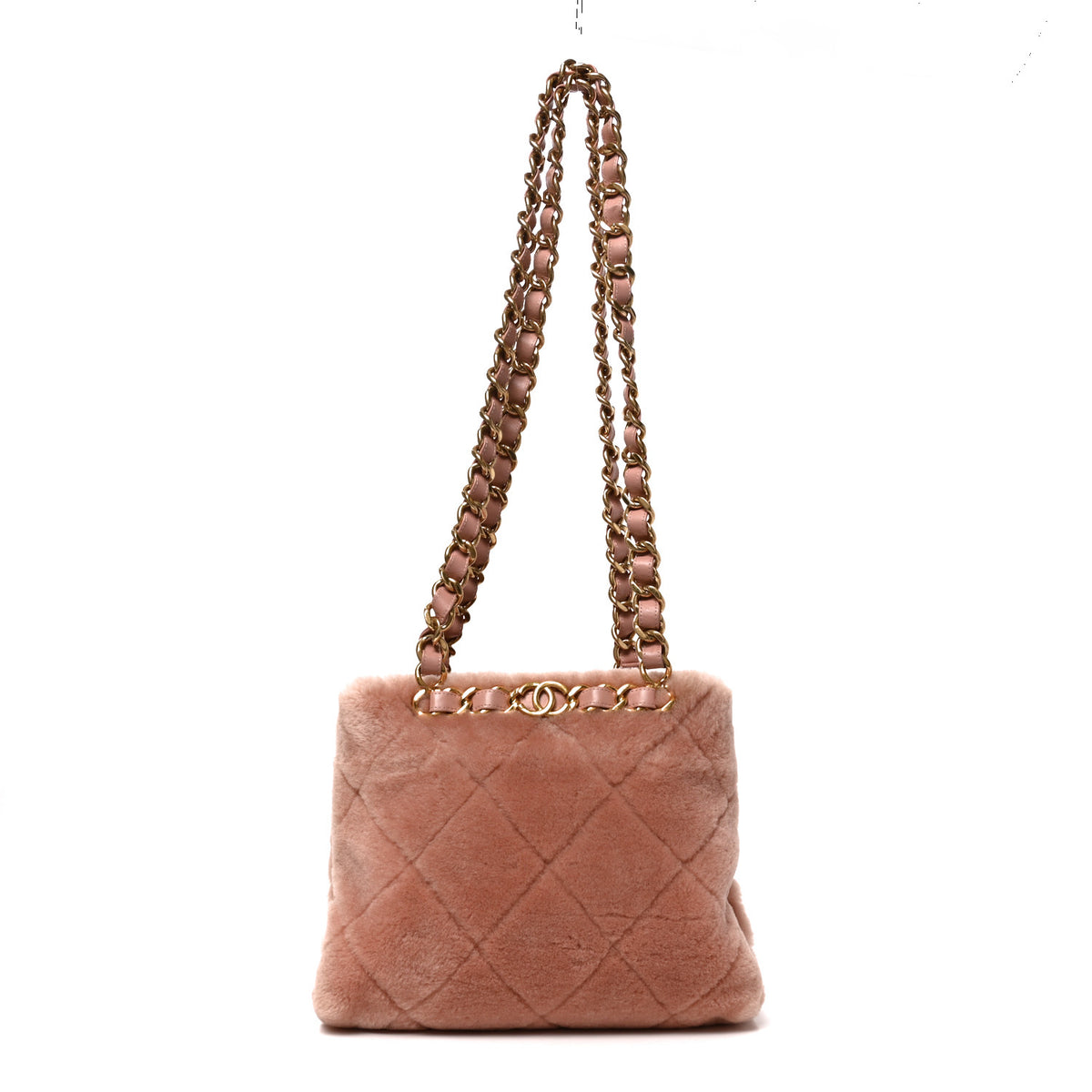 Chanel Shearling Lambskin Chain Shoulder Bag Pink 1 of 10