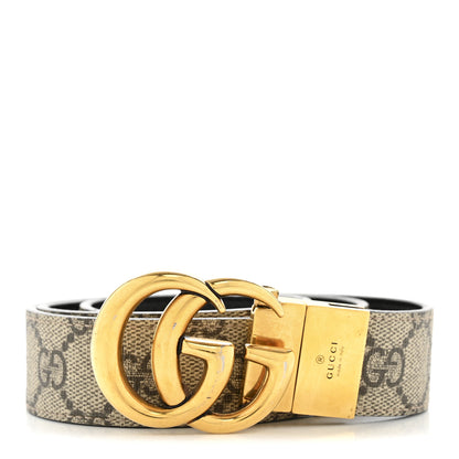Gucci GG Supreme Monogram Plutone Calfskin Double G Reversible 75 30 Belt Beige Ebony New Acero 1 of 10