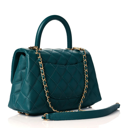 Chanel Caviar Quilted Mini Coco Handle Flap Green 3 of 11