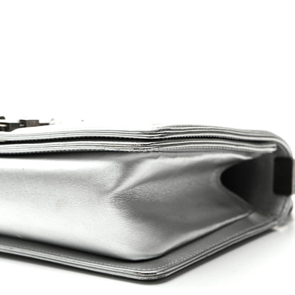 Chanel Metallic Lambskin Embellished Medium Boy Flap Silver 10 of 10