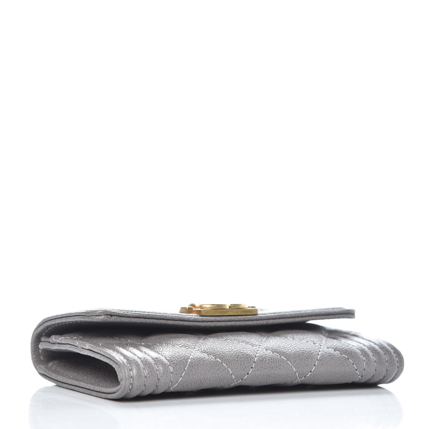 Caviar Quilted Boy Flap Card Holder Grey
