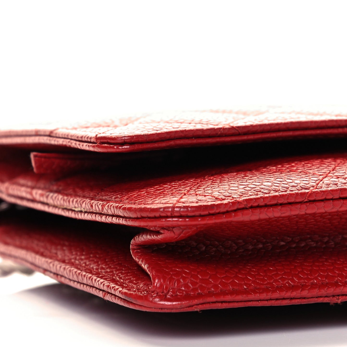 Caviar Quilted Wallet on Chain WOC Red
