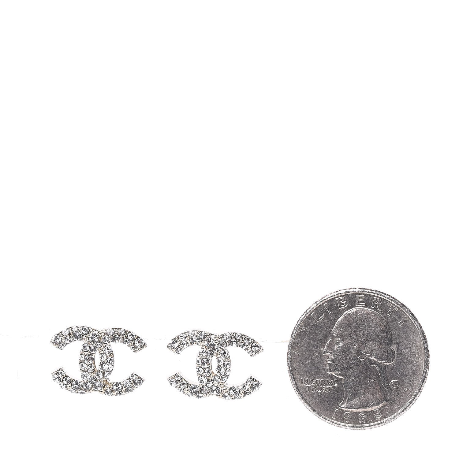 Chanel Crystal CC First Class Stud Earrings Gold 2 of 5