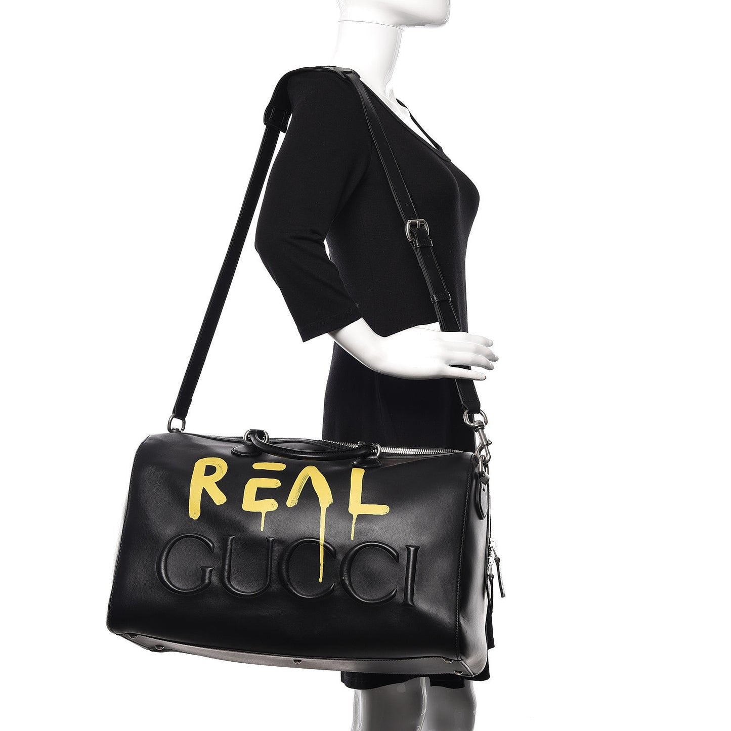 Calfskin GucciGhost Real Duffle Black Yellow