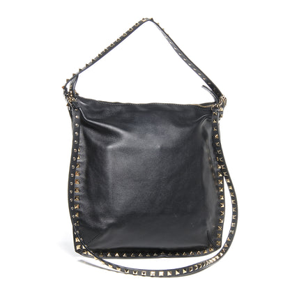 Valentino Garavani Vitello Small Rockstud Hobo Black 3 of 8