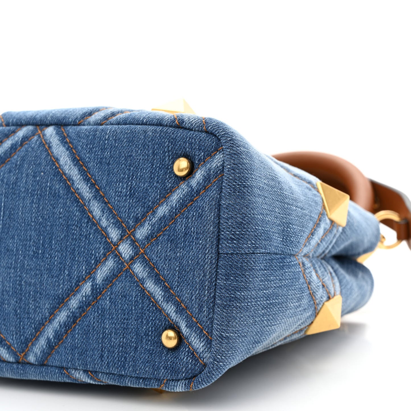Denim Small Roman Stud The Handle Bag Light Denim Selleria