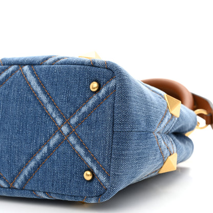 Valentino Garavani Denim Small Roman Stud The Handle Bag Light Denim Selleria 10 of 10
