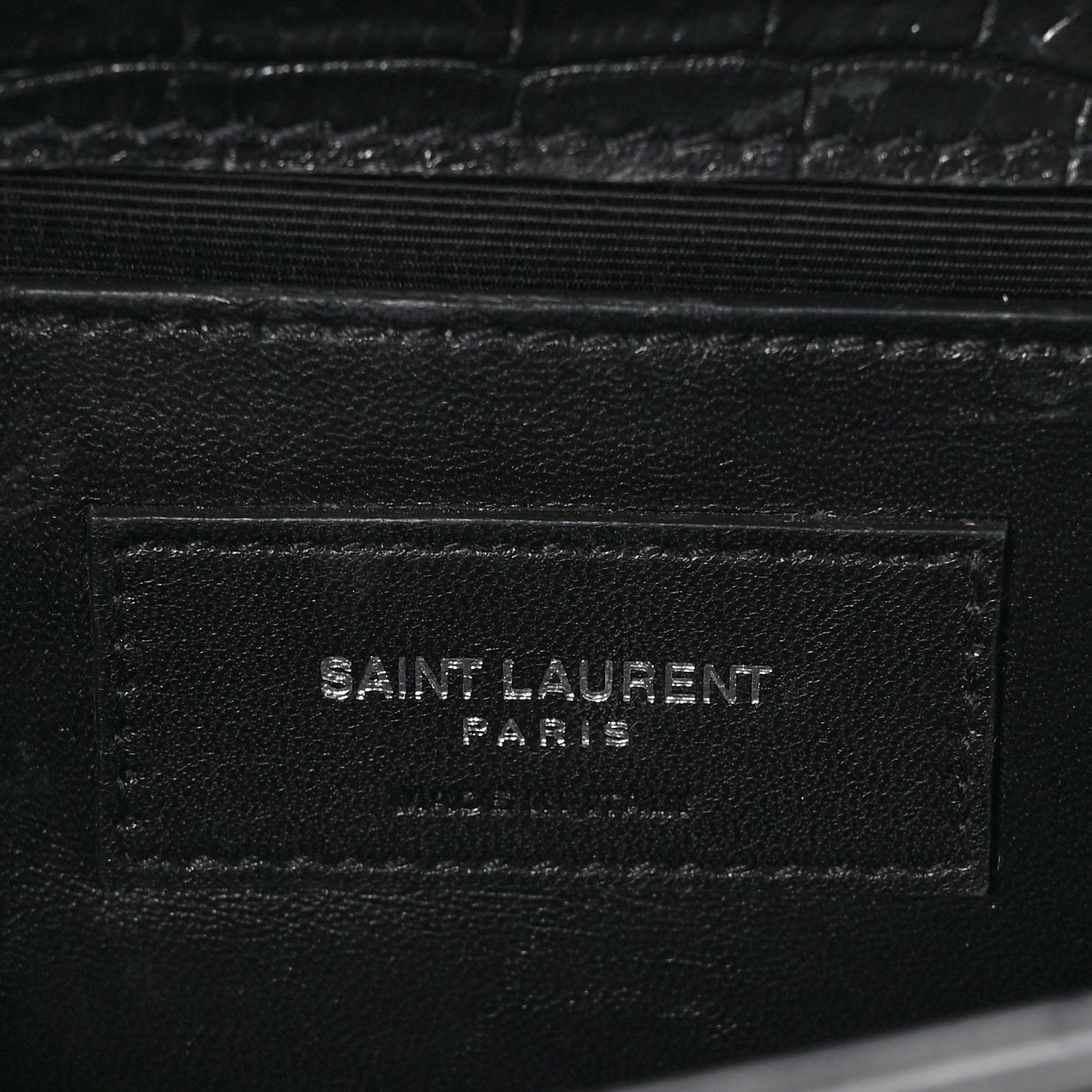 Saint Laurent Calfskin Crocodile Embossed Small Classic Monogram Kate Tassel Satchel Black 6 of 10