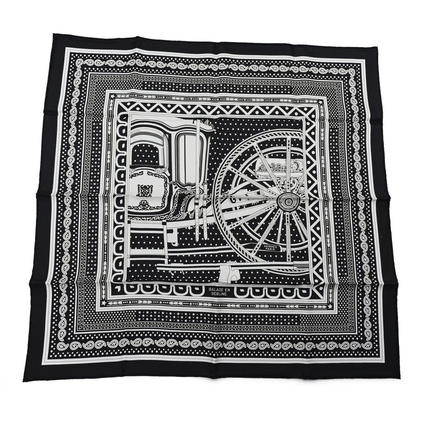 Silk Balade En Berline Bandana Scarf 70 Black White