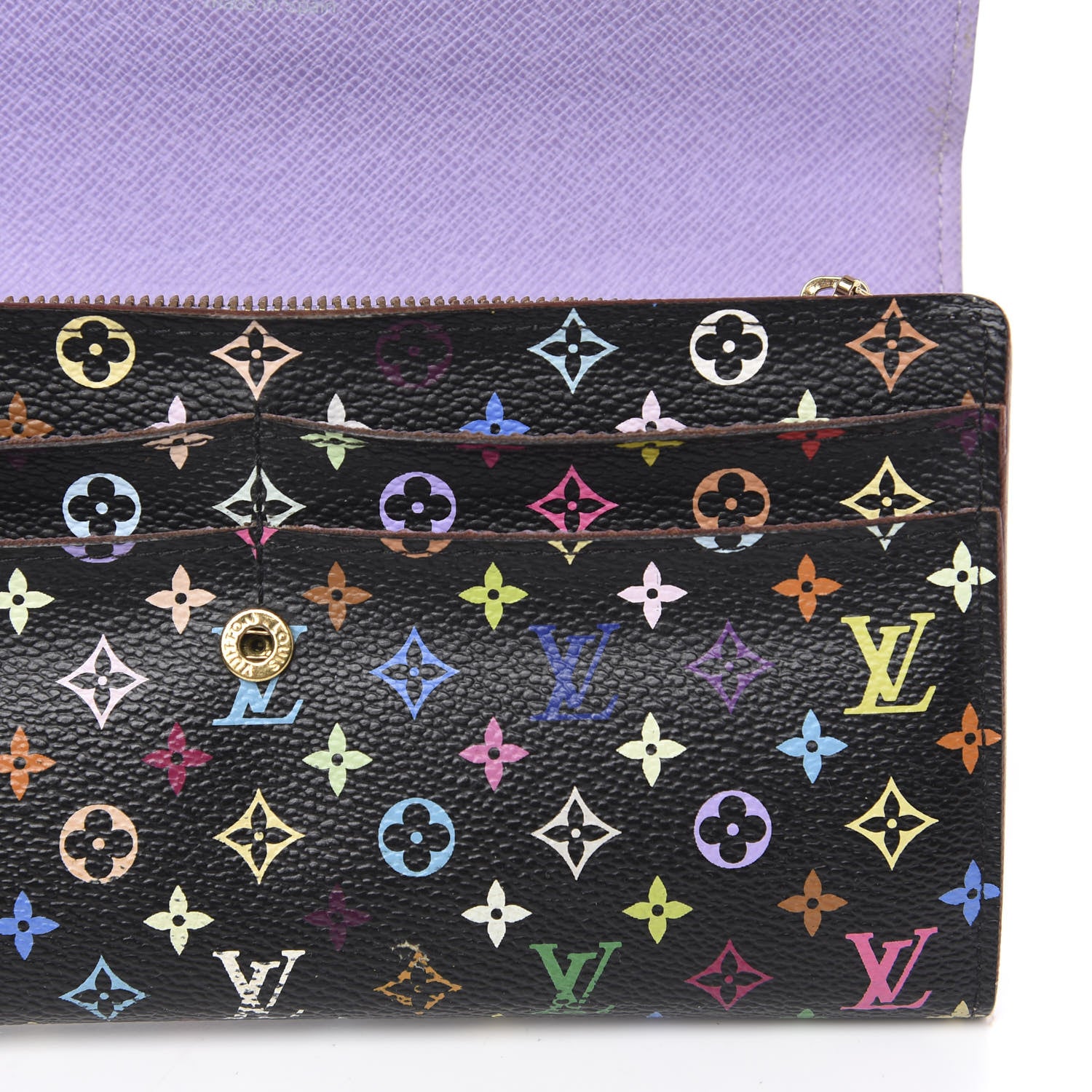 Louis Vuitton Monogram Multicolor Sarah Wallet Black Violet 9 of 11