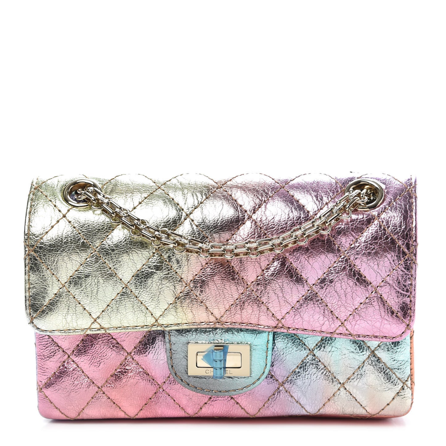 Metallic Goatskin Quilted Mini 2.55 Reissue Flap Multicolor