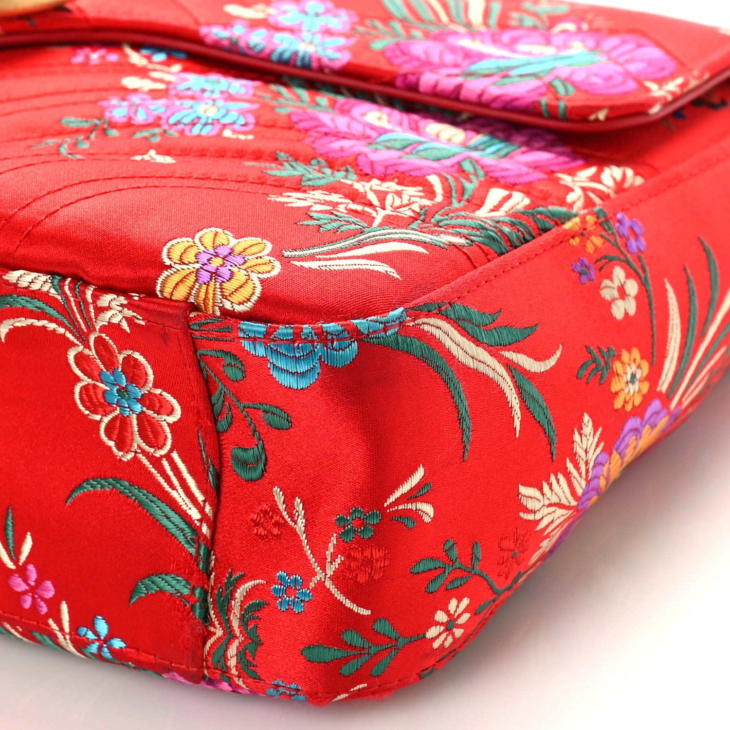 Gucci Jacquard Matelasse Floral Medium GG Marmont Shoulder Bag Red 9 of 10