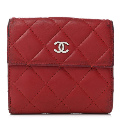 Chanel Lambskin Quilted Compact French Flap Wallet Red 1 of 6