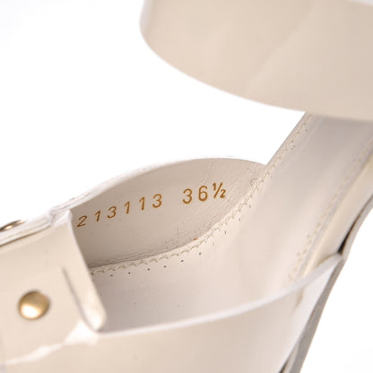 Saint Laurent Patent Tribute Stud Platform Sandals 36.5 White 9 of 14