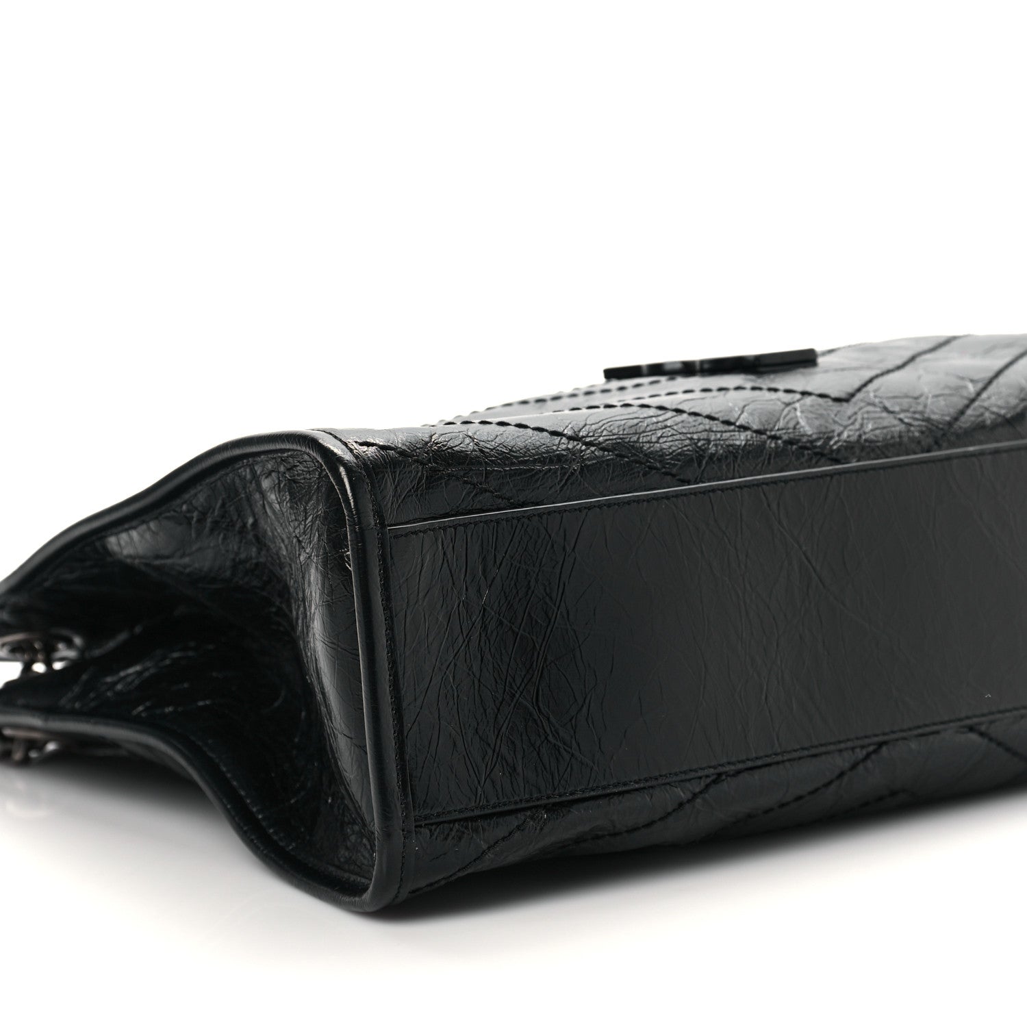 Saint Laurent Crinkled Calfskin Matelasse Monogram Medium Niki Shopper Tote Black 8 of 11