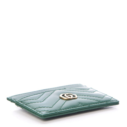 Gucci Calfskin Matelasse GG Marmont Card Holder Emerald Green 4 of 7