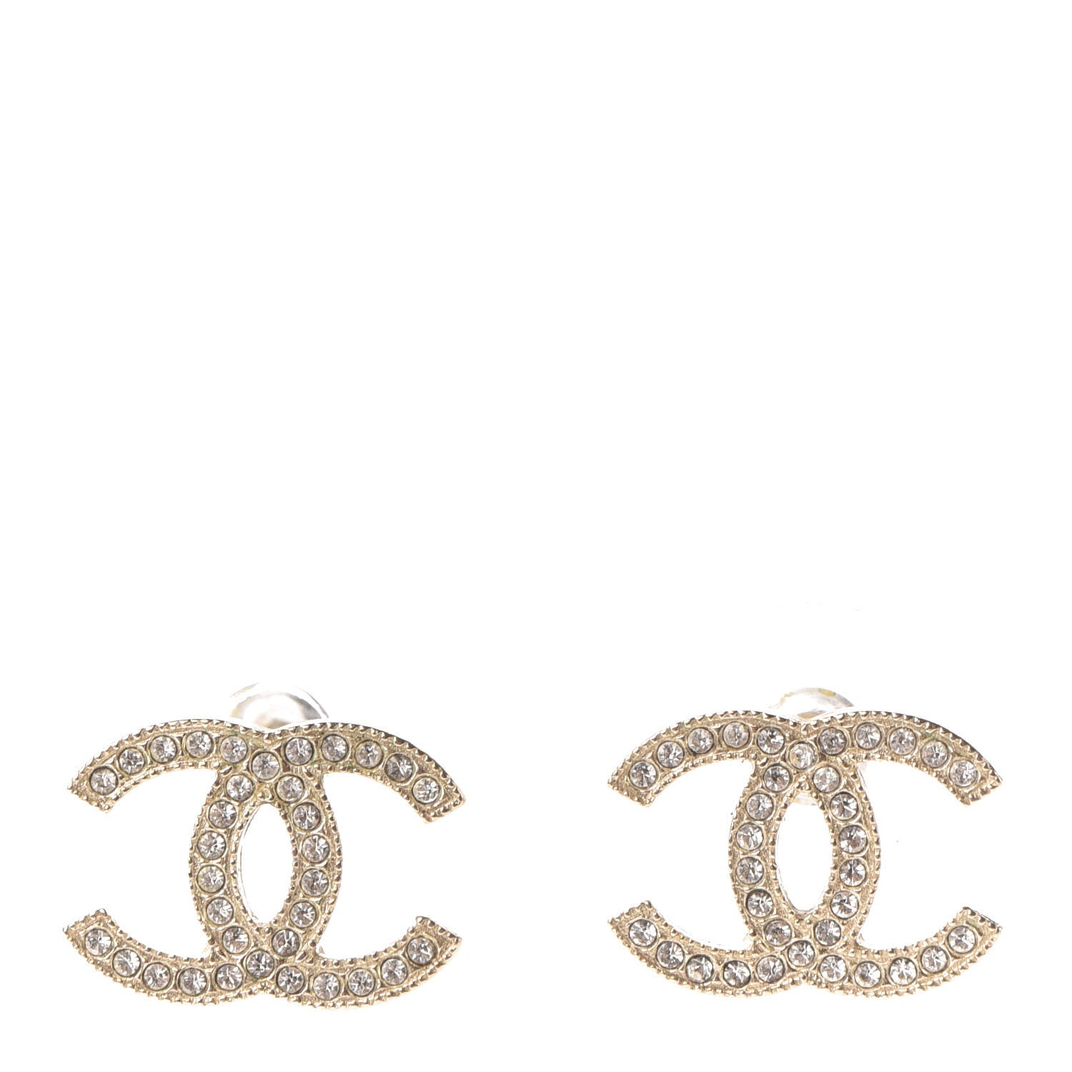 Chanel Crystal CC Earrings Gold 1 of 4